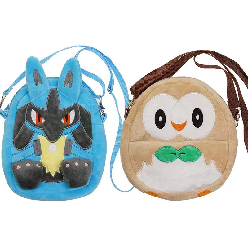 Sac à bandoulière en tissu mignon, sac de rangement avec cordon de serrage, jeu d'animation Pokemon, jouets périphériques, Rowlet Lucario, capacité de paquet de dessin animé