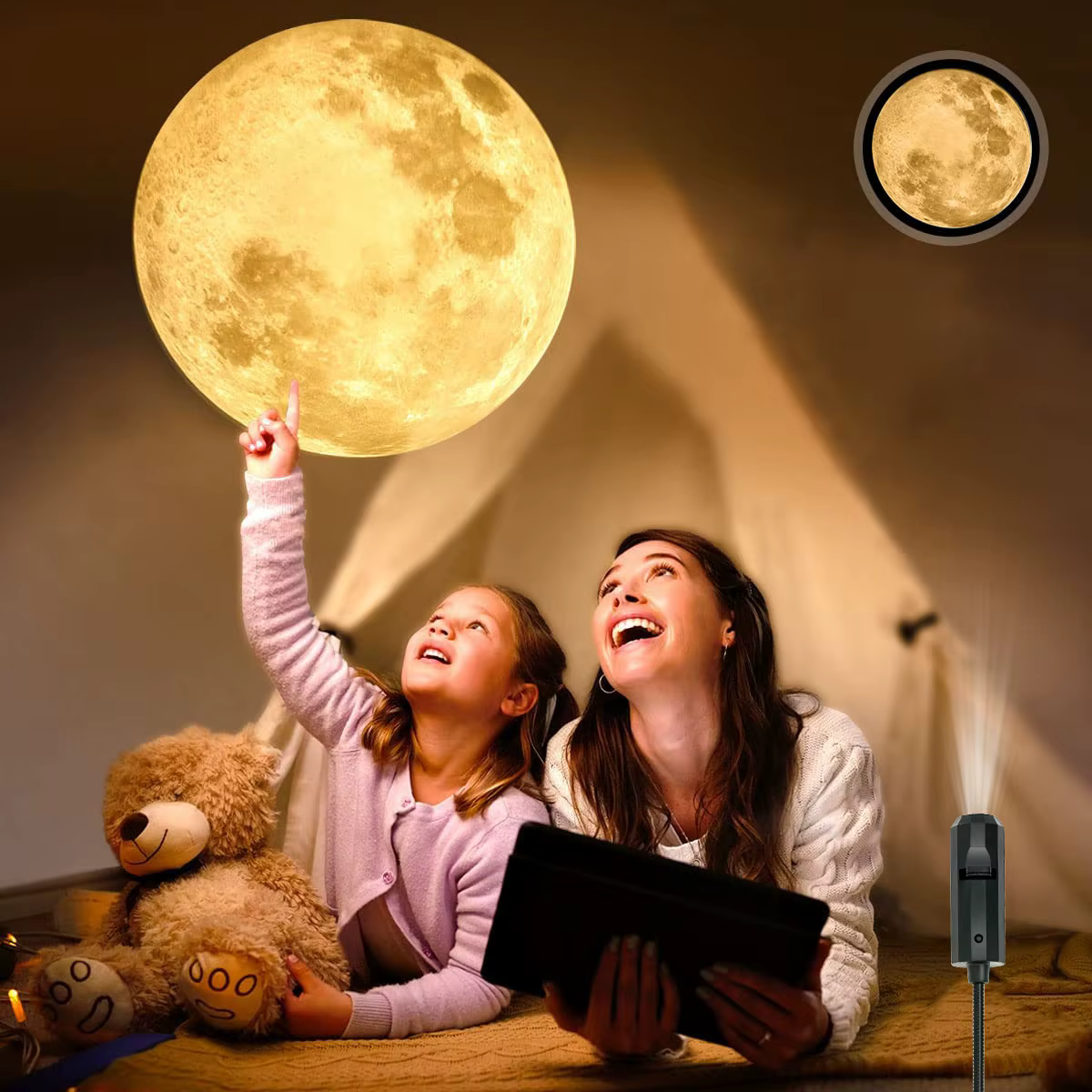 Lumière d'ambiance de projection de lune et de terre de plafond USB