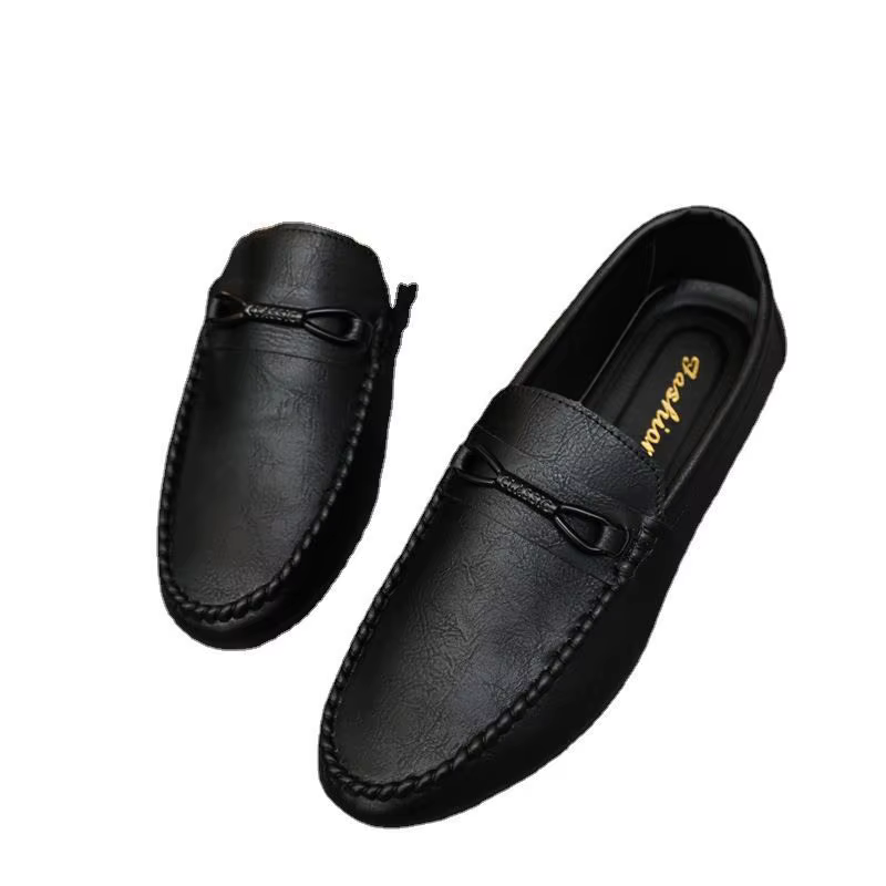 Mocassins à enfiler pour hommes, chaussures de conduite décontractées, fond souple, respirant, Style coréen, bout rond, en cuir, offre spéciale d'été...