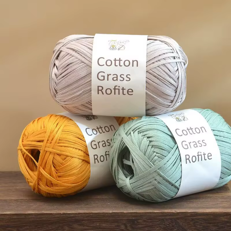 Fil de raphia tressé 50g 102M pour sacs DIY, fil de coton et paille, fil de raphia pour chapeaux de paille d'été faits main