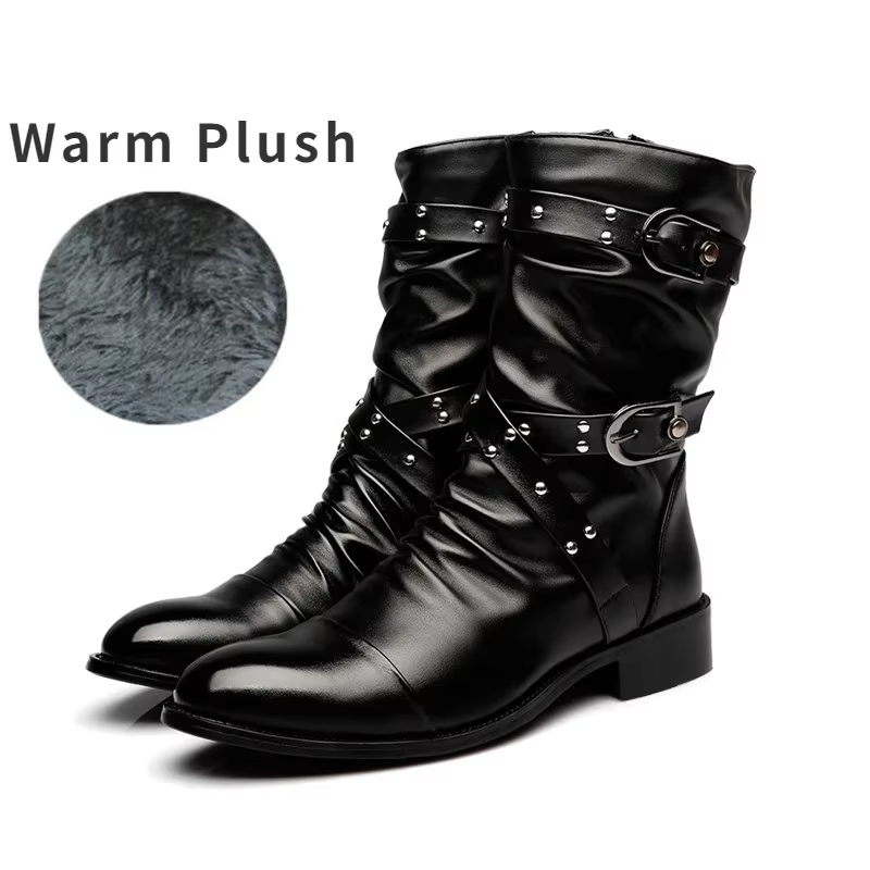 Bottes de motard de styliste pour hommes, chaussures Punk Rock noires de haute qualité, bottes de moto rétro en cuir pour hommes, bottes Chelsea