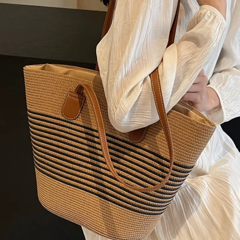 Inswind – sac en paille pour femmes, sac à bandoulière de grande capacité, pour plage, bord de mer, voyage en plein air, vacances, nouvelle collection été 2024