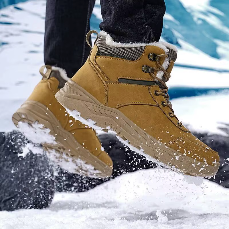 Bottes de neige montantes à semelles épaisses doublées de polaire pour hommes, chaussures de randonnée en plein air, bottes de chasse, bottes de randonnée, nouvelle collection automne et hiver