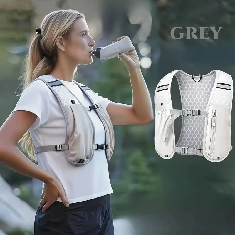 Gilet de course à pied avec bouteille d'eau, léger, respirant, poches de rangement extra-larges, sacs d'hydratation pour femmes et hommes