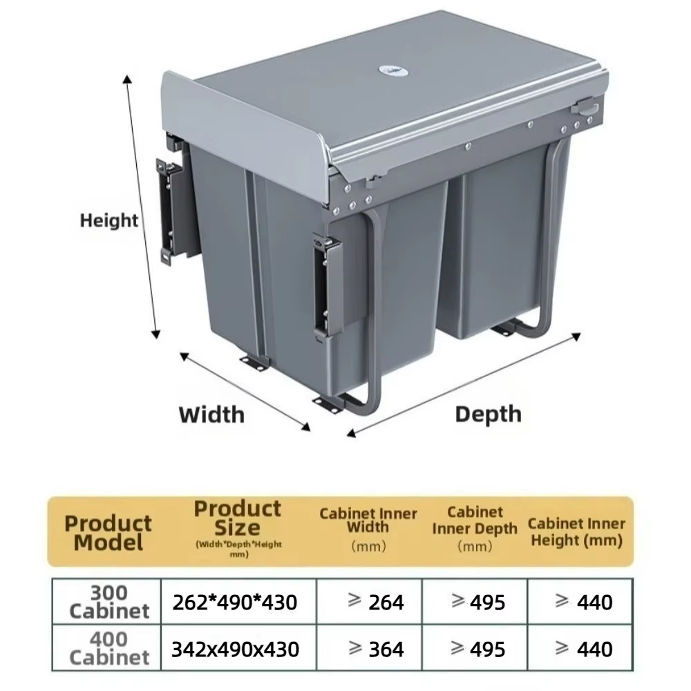 Poubelle de cuisine encastrable 30/40L