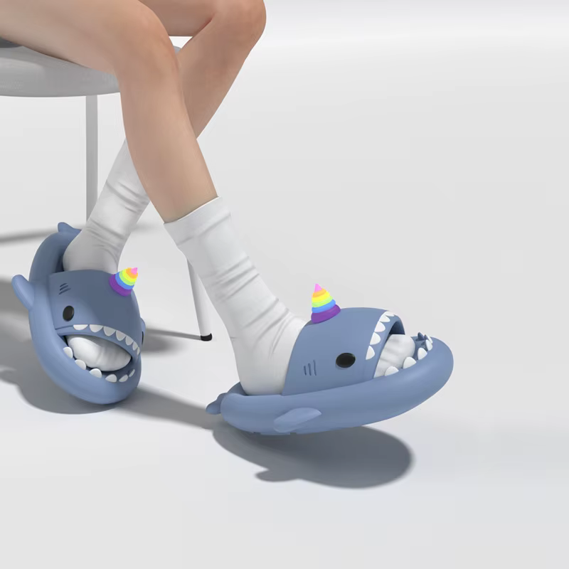 Pantoufles Requin à Semelle Optique pour Femme et Homme, Chaussures à Plateforme d'Été, Palmes Lumineuses de Nuit, Bricolage, Dessin Animé Mignon, Couples, Maison, Plage, 4cm