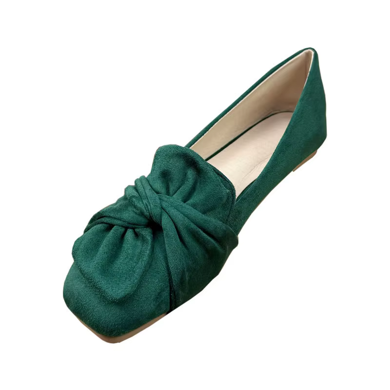 Nouvelles Chaussures Plates Décontractées Confortables à Bout Carré en Daim avec Nœud pour Femme, Modèle Printemps 2026 – Mocassins Quotidiens pour le Bureau, Grandes Tailles