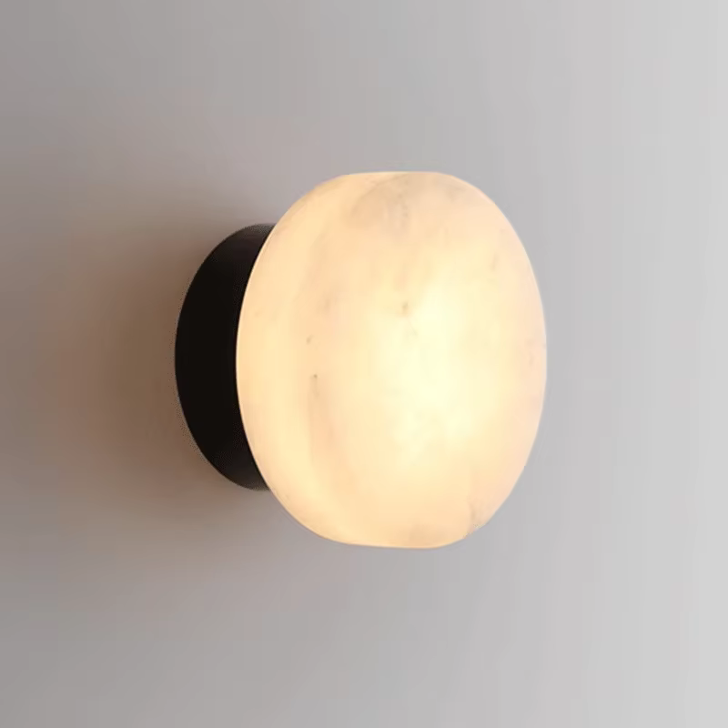 Lampe murale en marbre naturel espagnol, pour mur de fond TV, entièrement en cuivre, lumière de luxe créative, art créatif, lampe de chevet pour chambre d'hôtel.