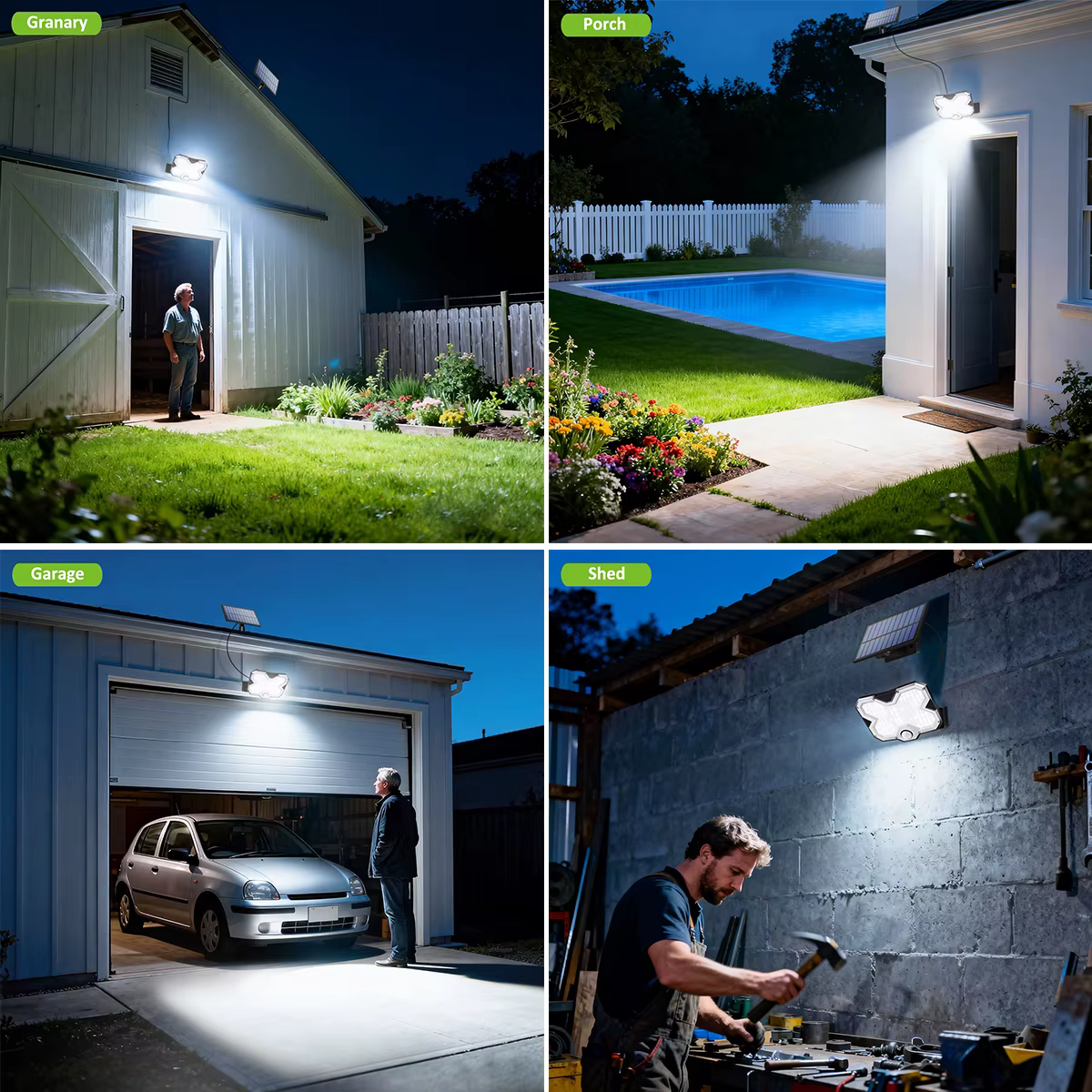 Lampe murale solaire avec 180 LED, allumage et extinction automatiques, étanche IP65, panneau solaire séparé, trois modes d'éclairage pour l'extérieur