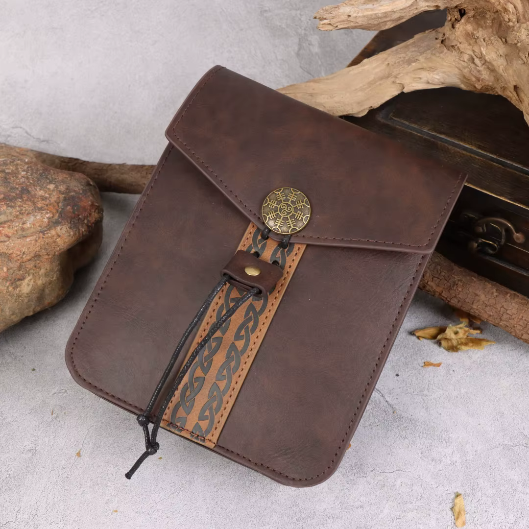 Sac de taille rétro en similicuir médiéval, suspendable, avec cordon de serrage, sac banane extérieur, accessoires de cosplay, porte-monnaie