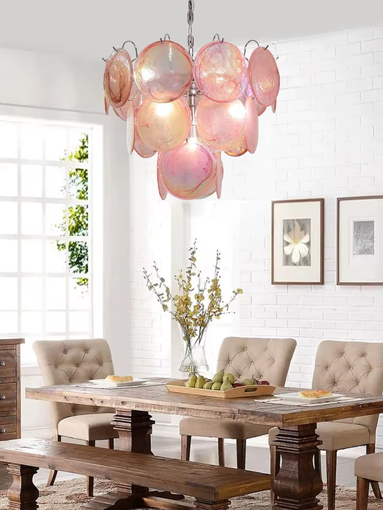 Plafonnier LED Vintage en Verre Rouge au Design poumons