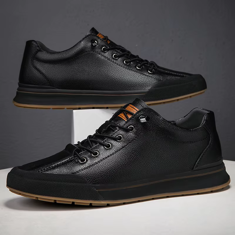Chaussures de marche en cuir véritable de Style britannique, chaussures d'extérieur avec ascenseur, semelles intérieures pour augmenter la hauteur, chaussures vulcanisées à lacets