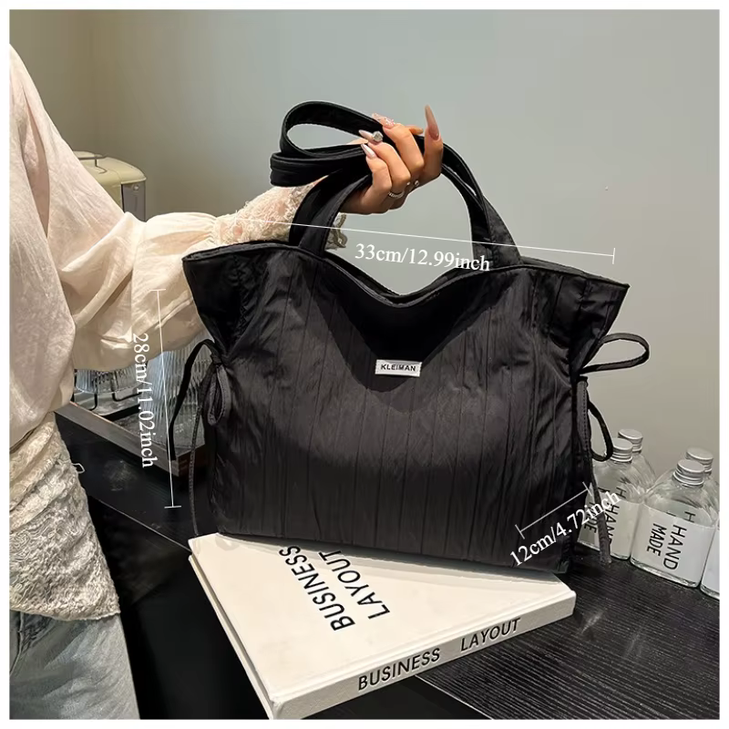 Sac à bandoulière pour femme, style coréen, sac en toile décontracté, sac fourre-tout pliable de style étranger pour femme, sac à bandoulière polyvalent grande capacité