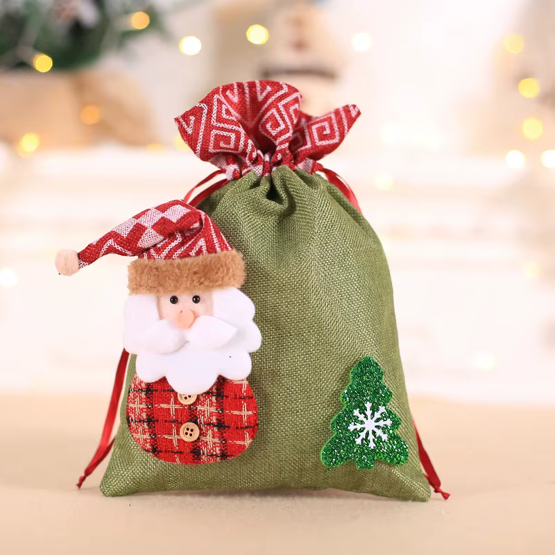 Sacs cadeaux de noël en tissu père noël bonhomme de neige, sac Goody, bonbons de noël, cadeaux de fête, emballage de vacances