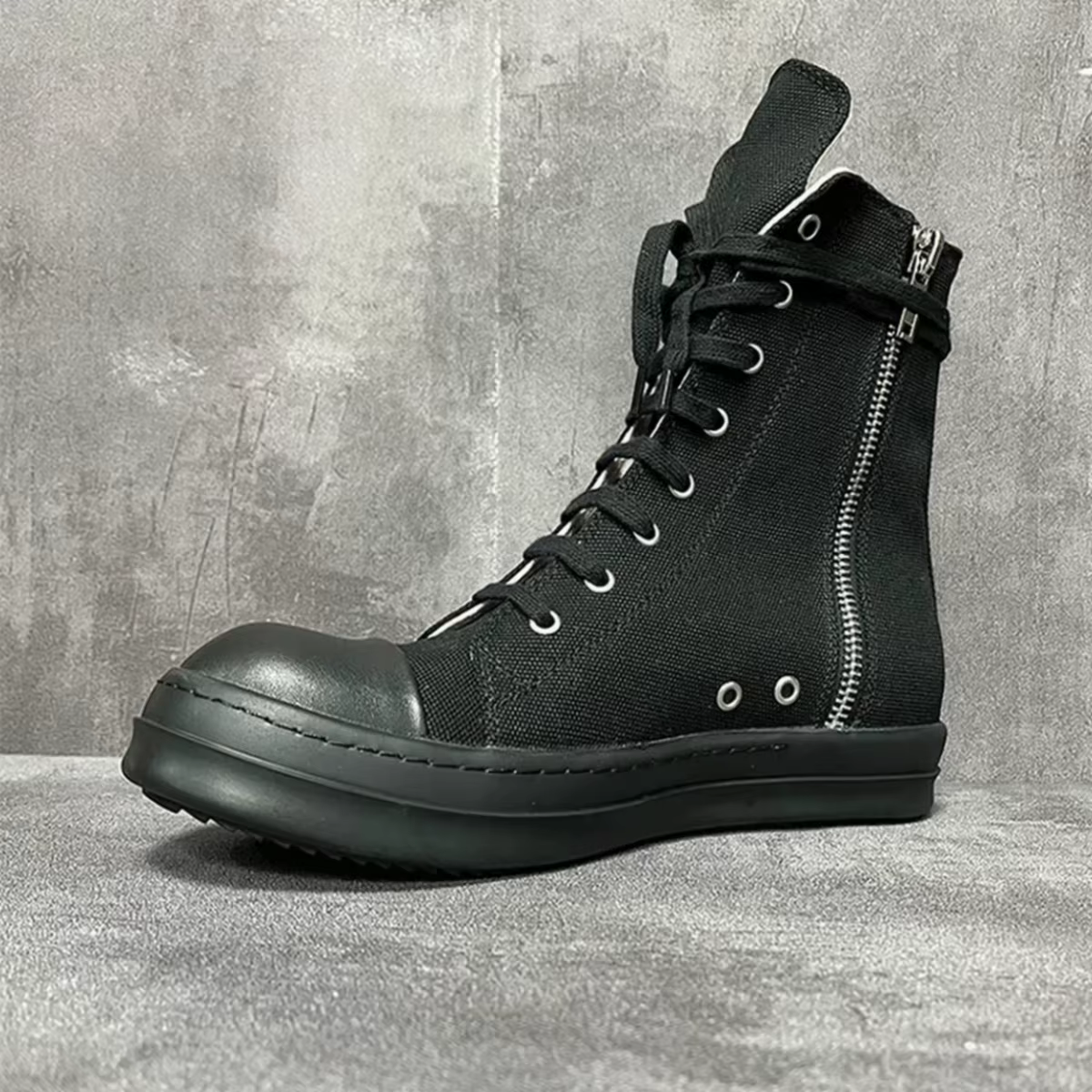 Ro bottes classiques hommes chaussure femmes Sneaker pleine toile noire chaussures hautes espadrilles décontractées fermeture éclair à lacets bottine de luxe