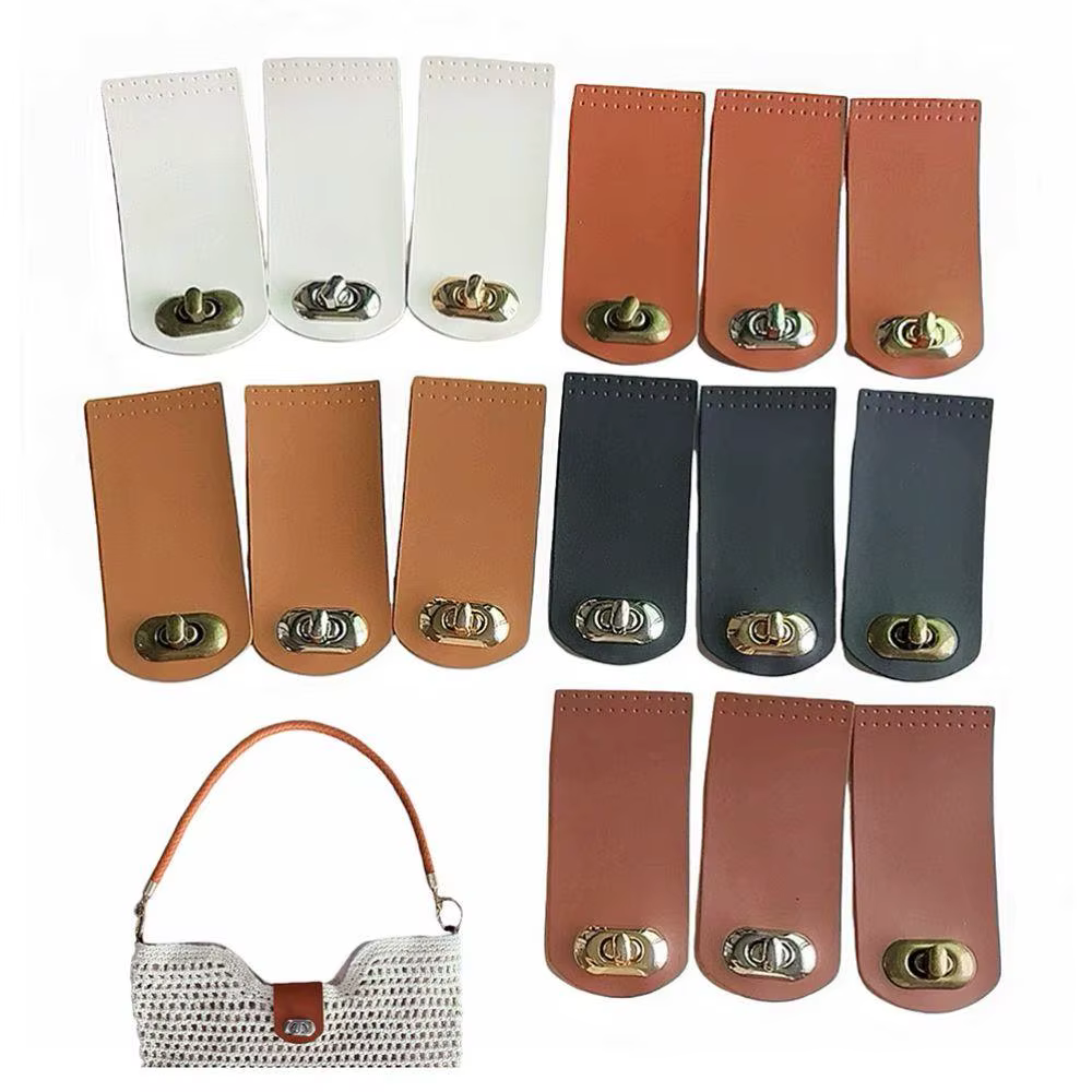 Boucle de sac en cuir 5.5x12cm, boutons à loquet, couture faite à la main, couverture rabattable, accessoires de sac de remplacement en cuir véritable, pièces de sac à breloques