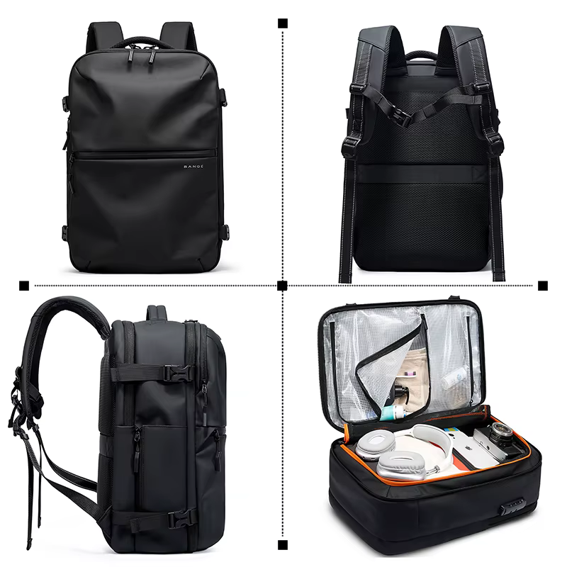 BANGE Hot nouveau sac de cabine antivol séparation humide et sèche sac à dos de voyage pour hommes femmes bagages à main 15.6 pouces sacs à dos d'ordinateur portable