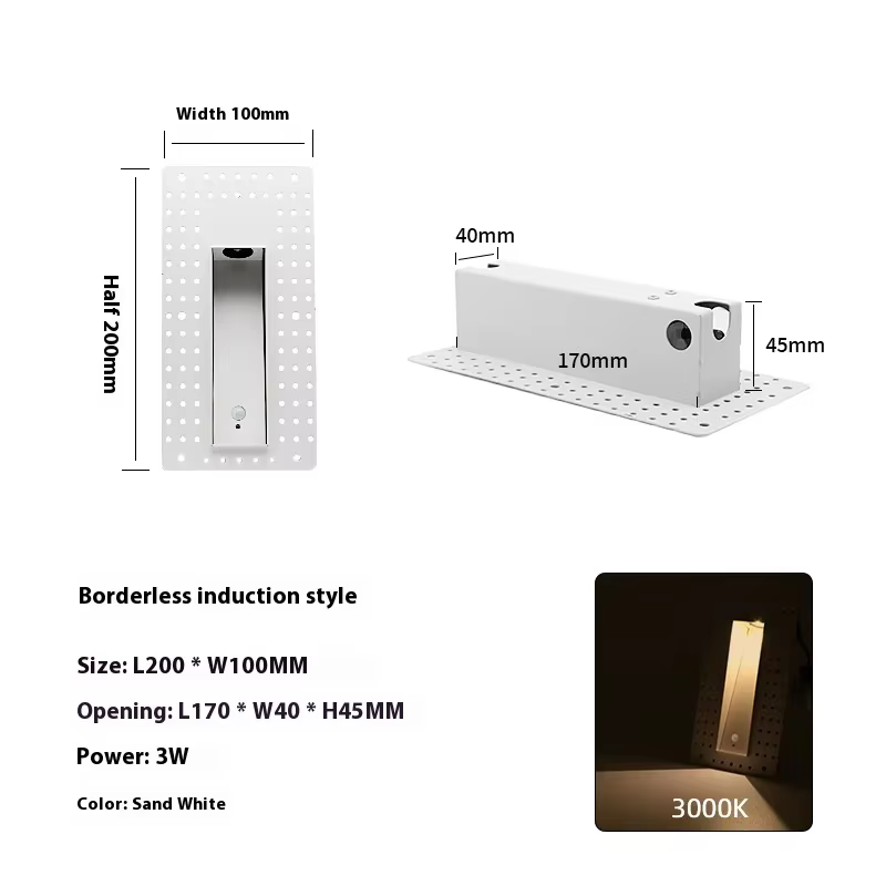 Lampe murale LED encastrée avec détection de mouvement