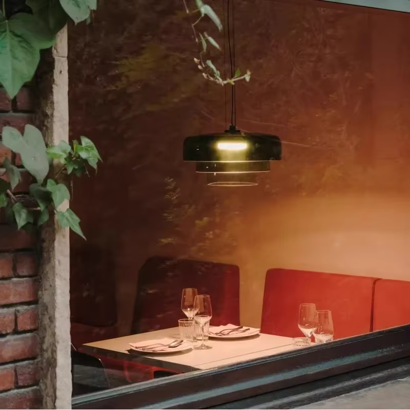 Vintage abat-jour en verre suspension lampe Orange Simple salon salle à manger lustre LED Restaurant café Bar suspension