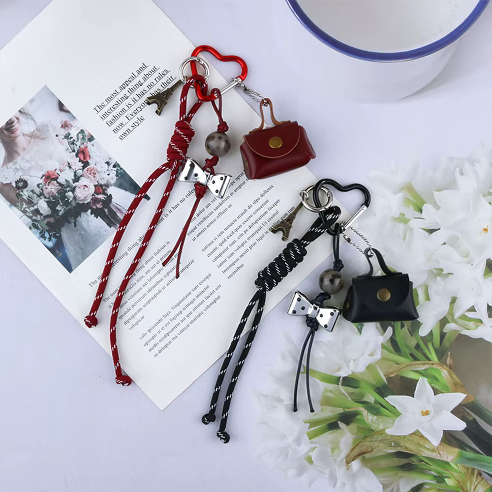 Décoration pour sac personnalité tresse corde sac pendentif MIU Style téléphone portable décor porte-clés sac breloques sac à main suspendu décor