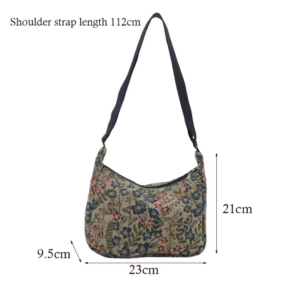 Sac à bandoulière Vintage décontracté motif imprimé demi-lune forme sac