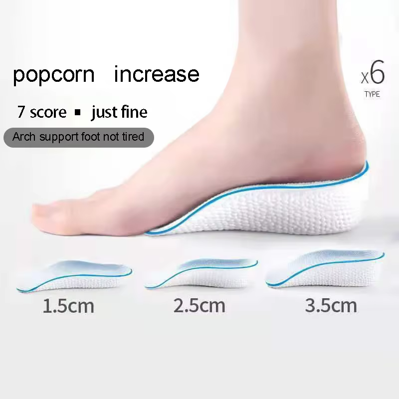 Nouvelles semelles intérieures rehaussantes semi-invisibles pour chaussures, inserts de talon, coussinets de sport, augmentation de la hauteur en mousse à mémoire de forme EVA, rehausseurs de talon 1,