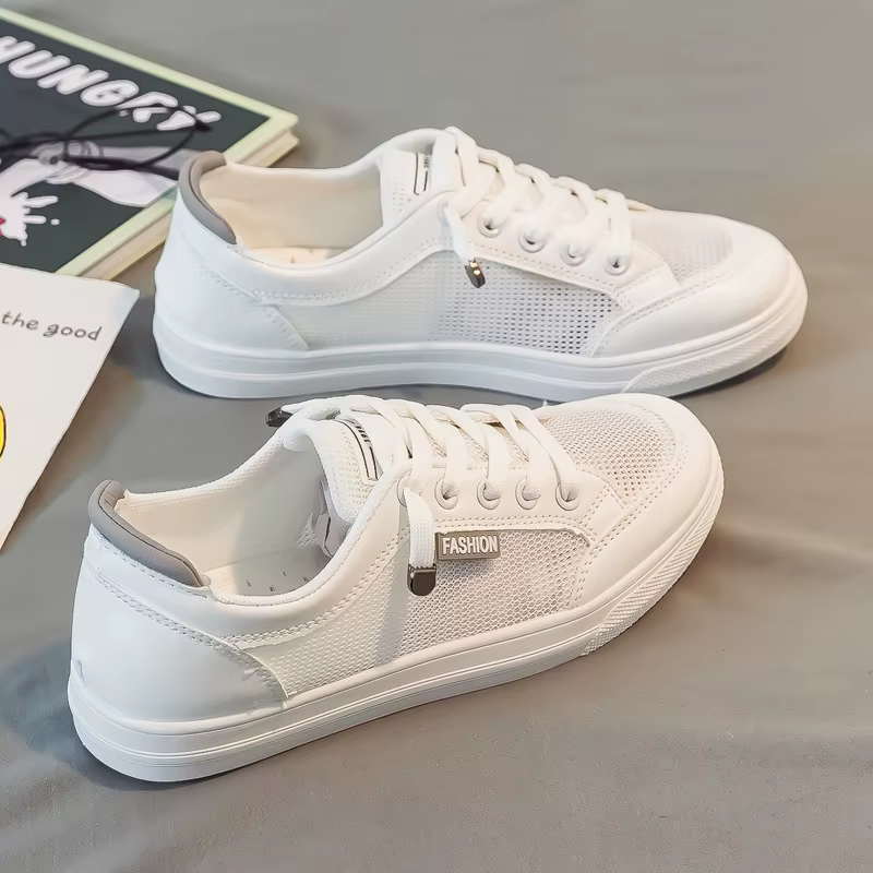 Baskets en plein air femmes chaussures De course été automne mode blanc en cuir PU à lacets baskets décontractées respirantes Zapatos De Mujer