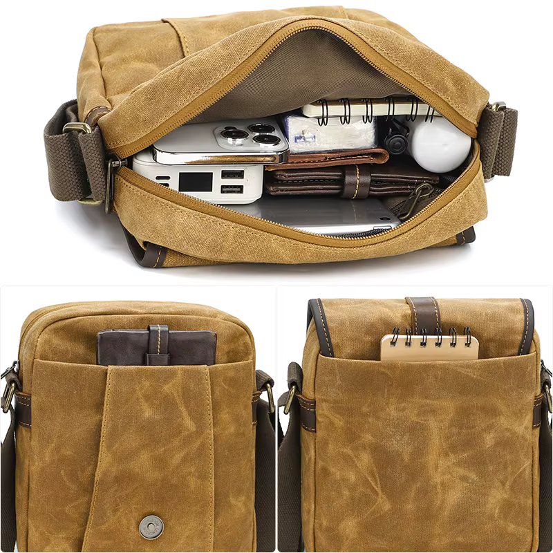 Sacs à bandoulière en toile et cuir pour hommes