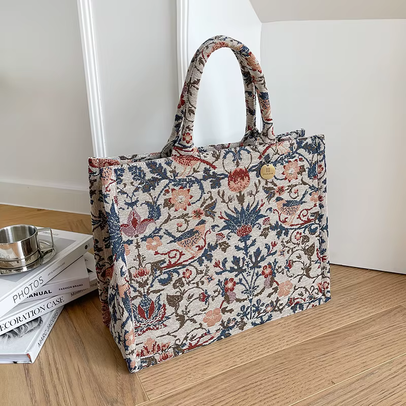 Sac fourre-tout de grande capacité pour femme, sacs à main de créateur de luxe, toile brodée Jacquard, grand sac shopper initié, marque, 2022