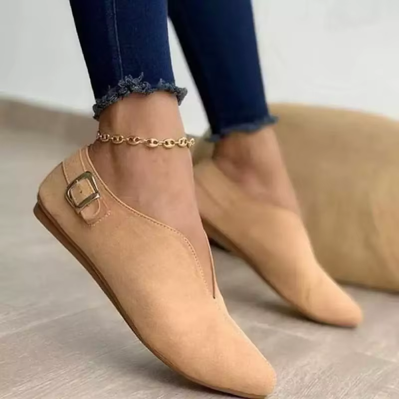 Ballerines décontractées pour femmes, talons nus roses, chaussures de pointe élégantes, extérieur