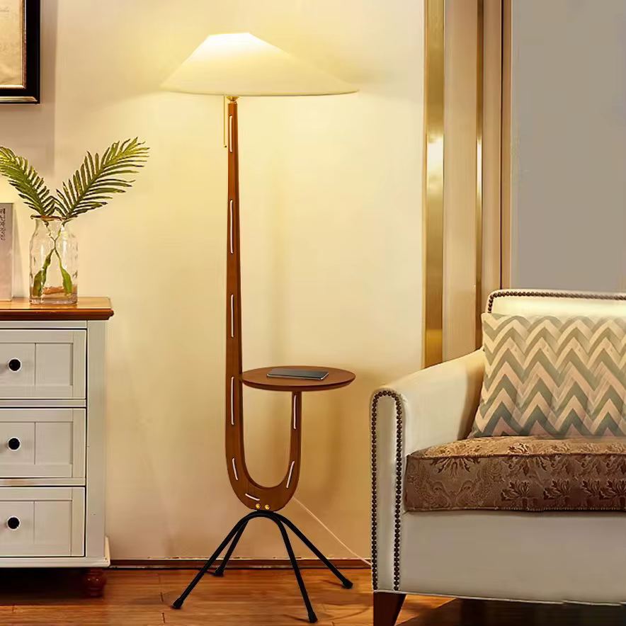 Lampe sur pied ARC moderne en bois rétro pour salon