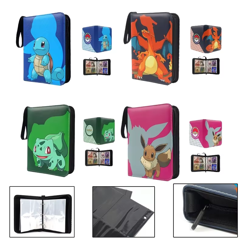 Sac de rangement pour cartes Pokémon, figurines d'anime, album photo, album de collection, feuilles mobiles, fermeture éclair en PU, pour fans de Game King, pack de cartes Pikachu, jouets