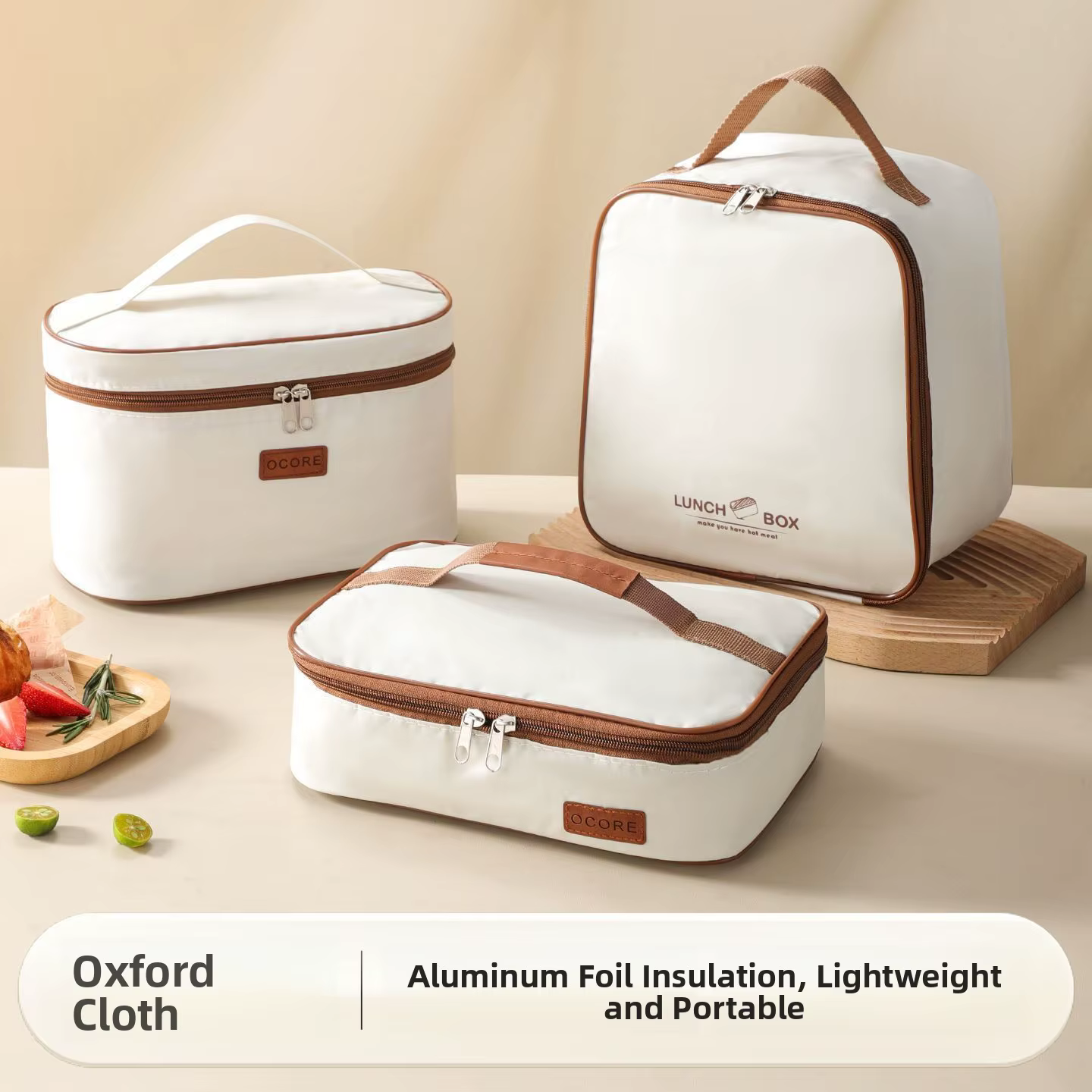 Sac isotherme portable avec poignée, mini pochette de rangement pour le camping, le pique-nique, l'extérieur, style moderne et simple, durable, antibactérien