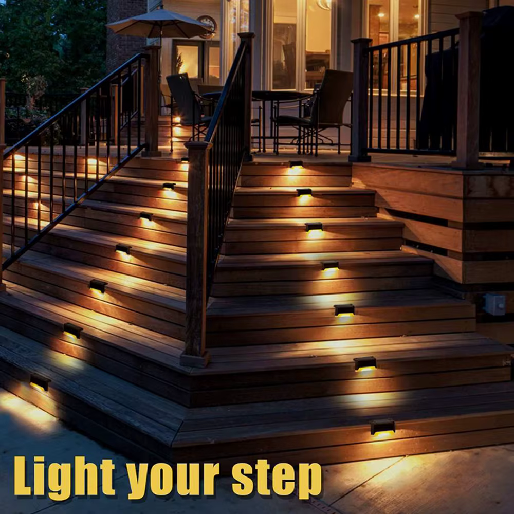 Blanc chaud LED solaire étape lampe chemin escalier extérieur jardin lumières étanche balcon lumière décoration pour Patio escalier clôture lumière