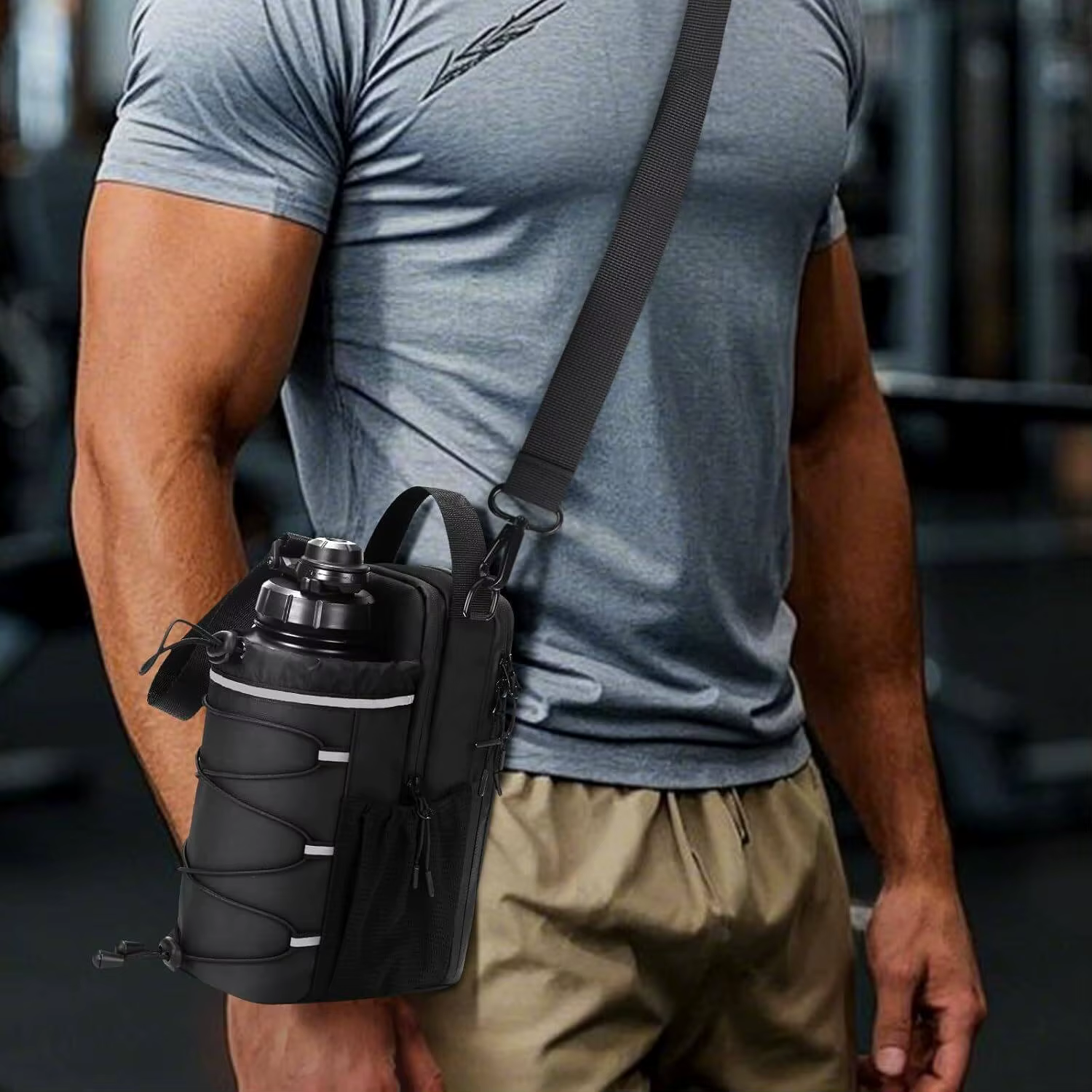 Nouveau sac de sport magnétique pour hommes et femmes – Porte-bouteille à bandoulière avec fixation magnétique | Porte-bouteille d'eau, pochette de sport, sac bandoulière
