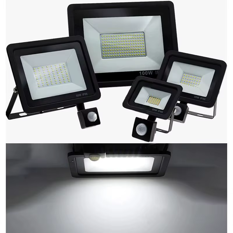 LED projecteur PIR capteur de mouvement IP66 étanche projecteur applique murale 20W 30W 50W 100W AC220V rue projecteur extérieur