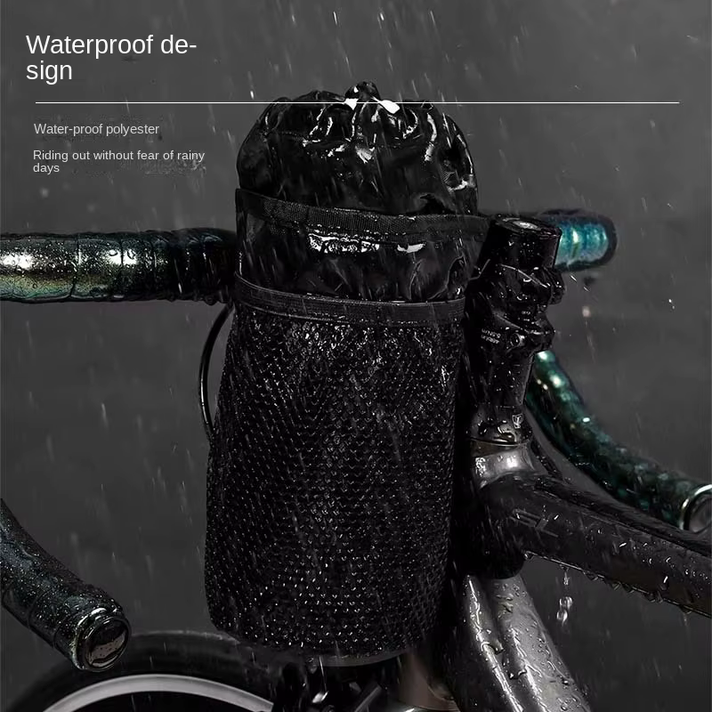 Sac de vélo porte-bouteille de vélo tige de guidon sac thermique avec poche en maille porte-gobelets à café sac de transport de bouteille d'eau de cyclisme