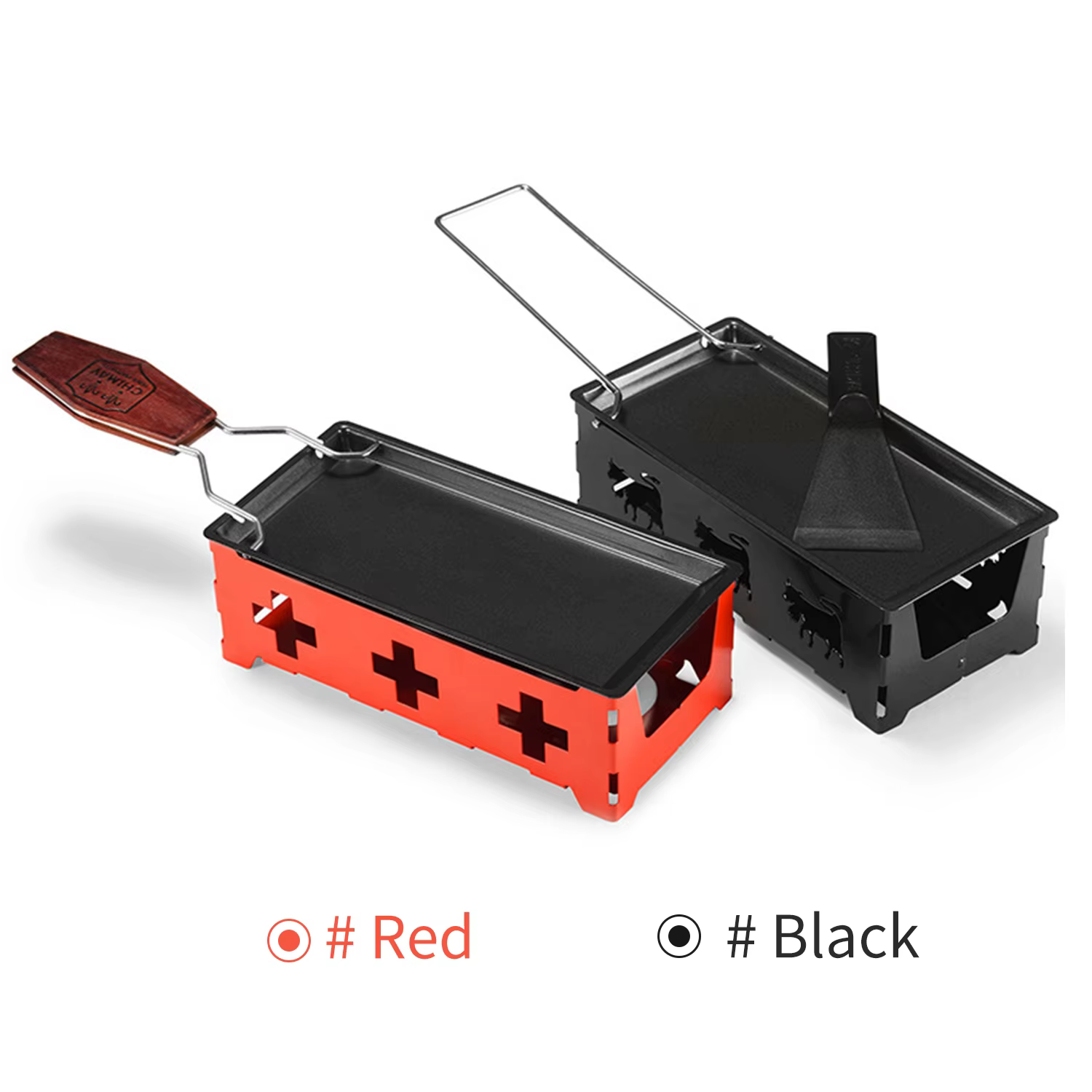 Ensemble de gril à Raclette antiadhésif, poêle à fondre le fromage avec spatule, manche en bois pliable, Raclette à fromage fondu, cuisine en acier au carbone