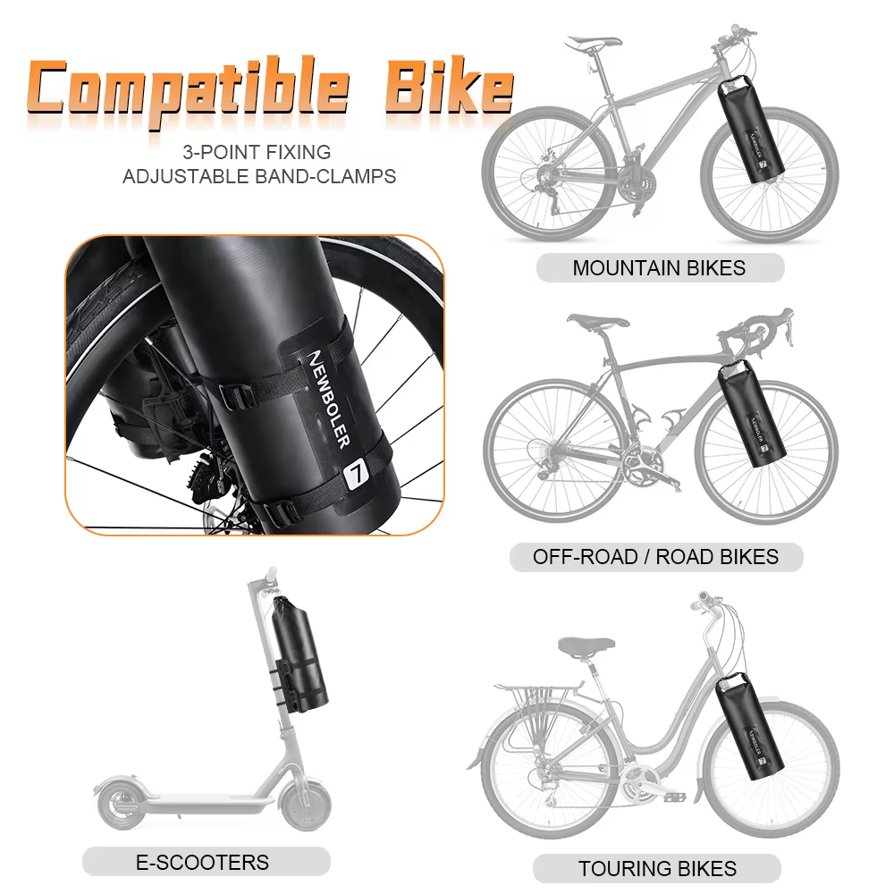 NEWBOLER Portable étanche vélo fourche sac 3L 7L Portable vélo sac électrique Scooter sac vélo avant sac vélo fourche sac