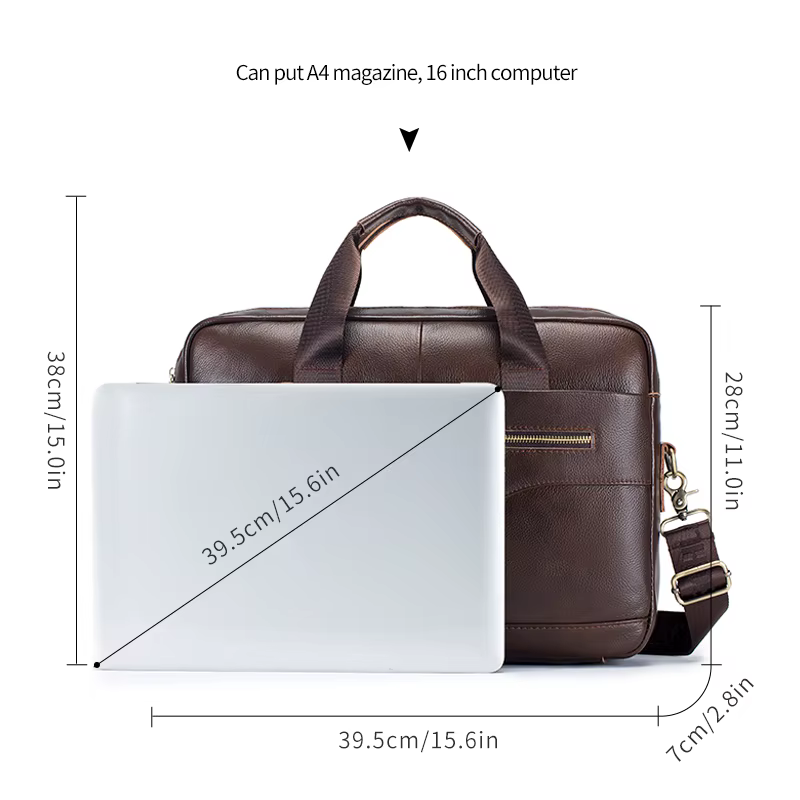 Porte-documents de luxe en cuir véritable pour homme