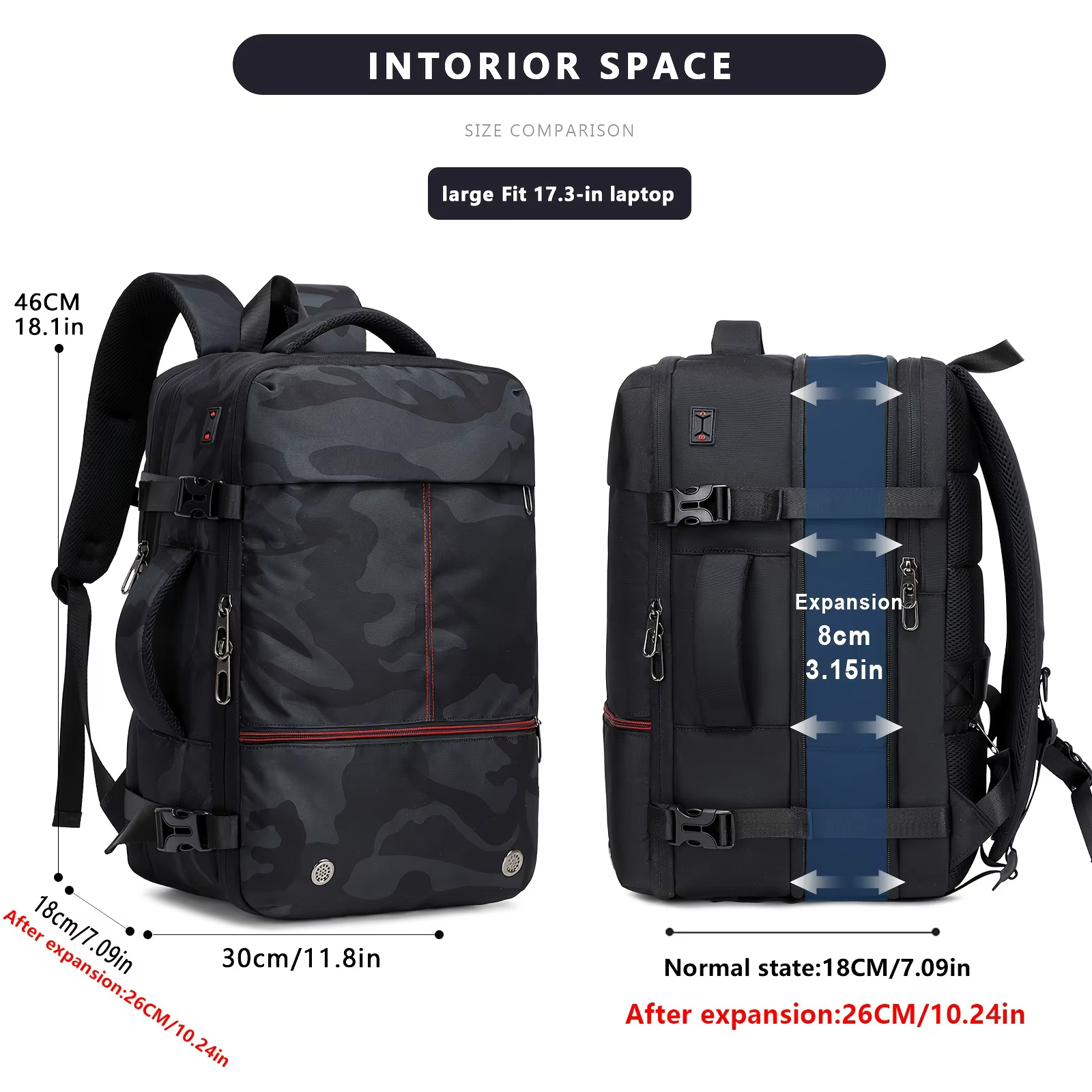 Sac à dos sous vide, sac à dos extensible de 60 litres avec compression