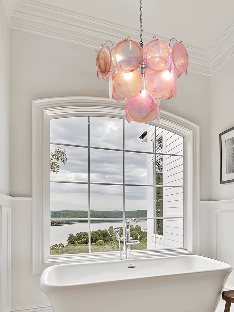 Plafonnier LED Vintage en Verre Rouge au Design poumons