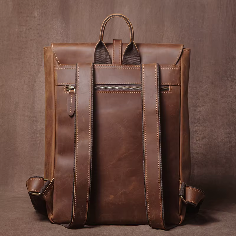 GURO – sac à dos rétro en cuir véritable pour hommes et femmes, sac de voyage à rabat Simple, en cuir de vache naturel, cartable de luxe, sacs à dos de banlieue quotidiens