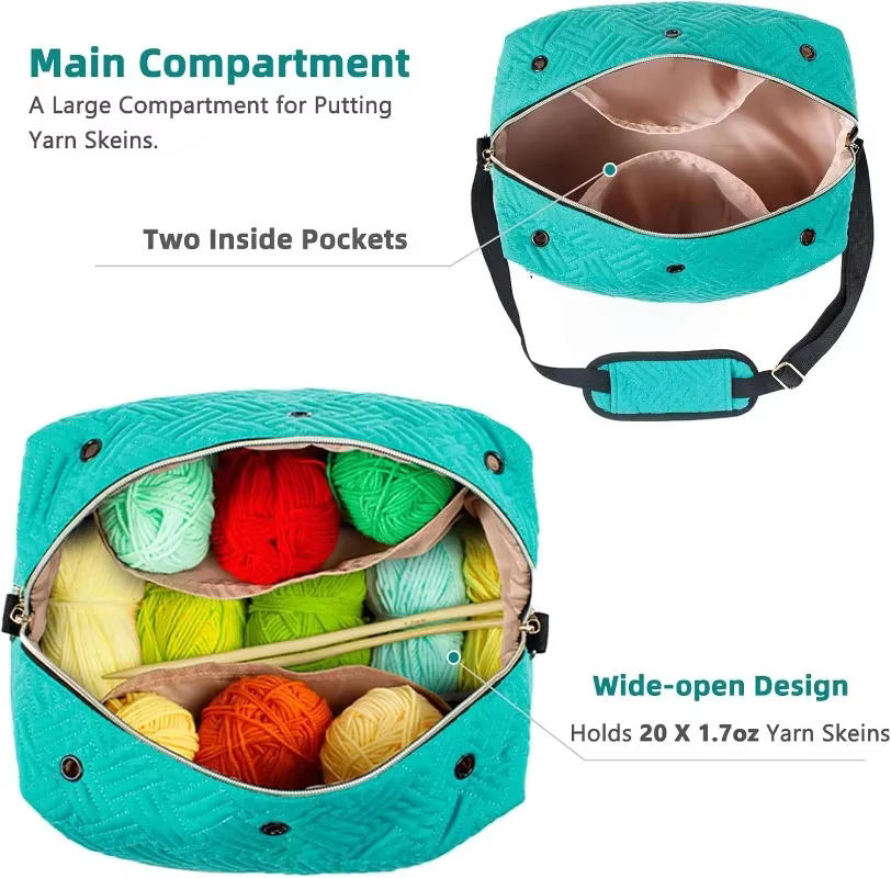 Organisateur de sac à crochet, sac de rangement pour fil à tricoter, porte-accessoires de crochet, aiguilles à tricoter, cadeaux pour le crochet et le tricot