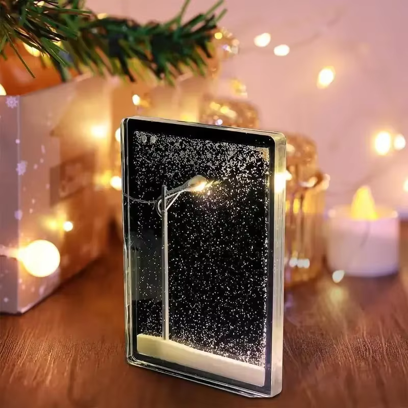 Scène de neige veilleuse bureau lumière artisanat de noël