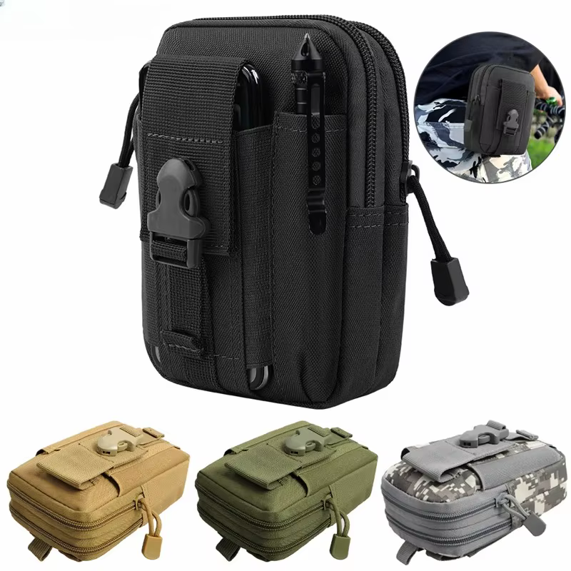 Sac de ceinture pour hommes, sac de taille d'extérieur, camouflage étanche, accessoires de sport et de chasse, sac de rangement pour téléphone portable en nylon Molle