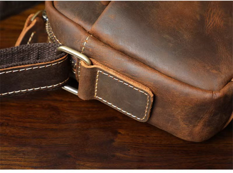 Petit sac à bandoulière en cuir inforvéritable vintage pour hommes, sac à bandoulière en cuir de cheval fou, décontracté, extérieur, luxe, haute qualité