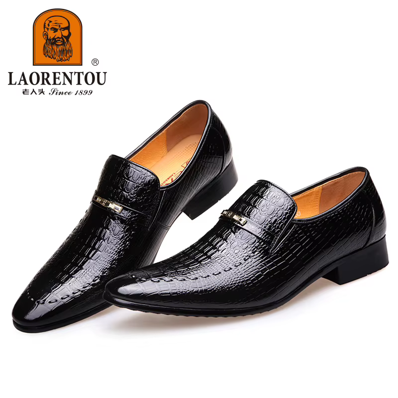 LAORENTOU-Chaussures d'affaires britanniques en cuir véritable pour hommes, 022762