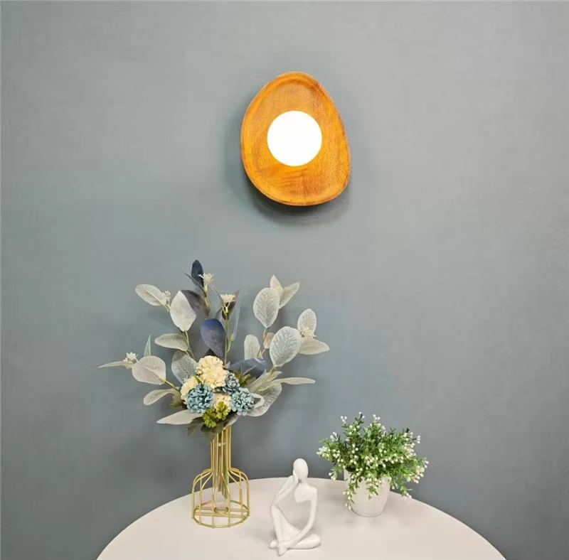Applique Murale LED en Bois Naturel, Style Vintage, Rétro, Luminaire Décoratif d'Nik, Idéal pour une Chambre à Coucher, un Salon, un Couloir
