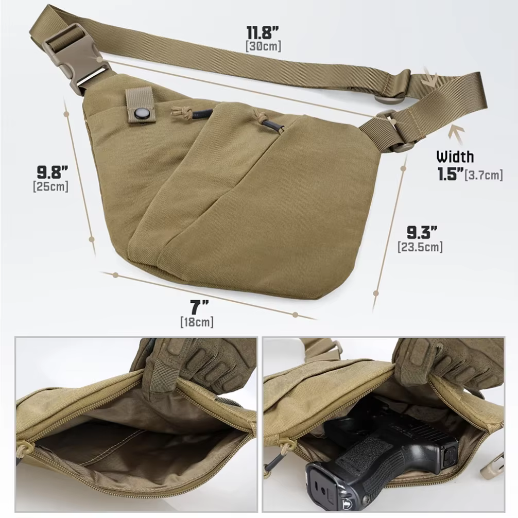 Sac tactique de transport dissimulé pour arme à feu - Holster pour pistolet à tir droit avec conception antivol